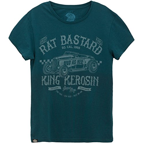 King Kerosin Rockabilly Herren Watercolour T-Shirt Hot Rod - Rat Bastard Türkis XL von King Kerosin