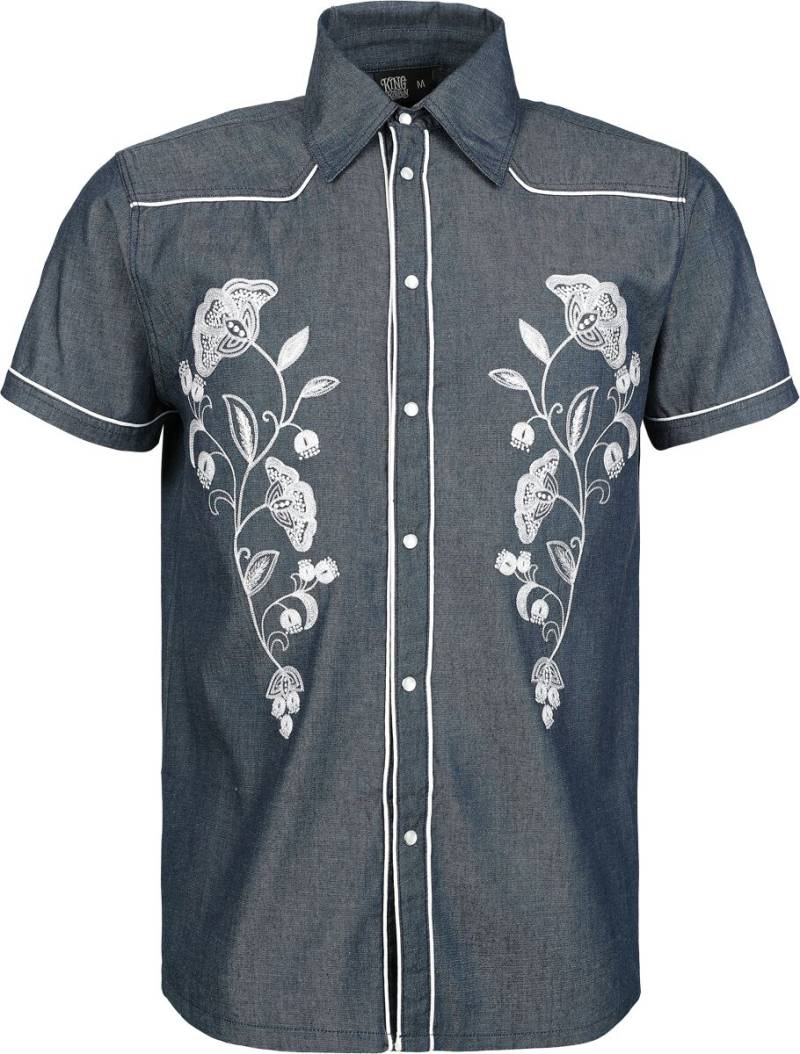 King Kerosin - Rockabilly Kurzarmhemd - Western Shirt - S - für Männer - Größe S - blau King Kerosin - Rockabilly Kurzarmhemd - Western Shirt - S - für Männer - Größe S - blau von King Kerosin