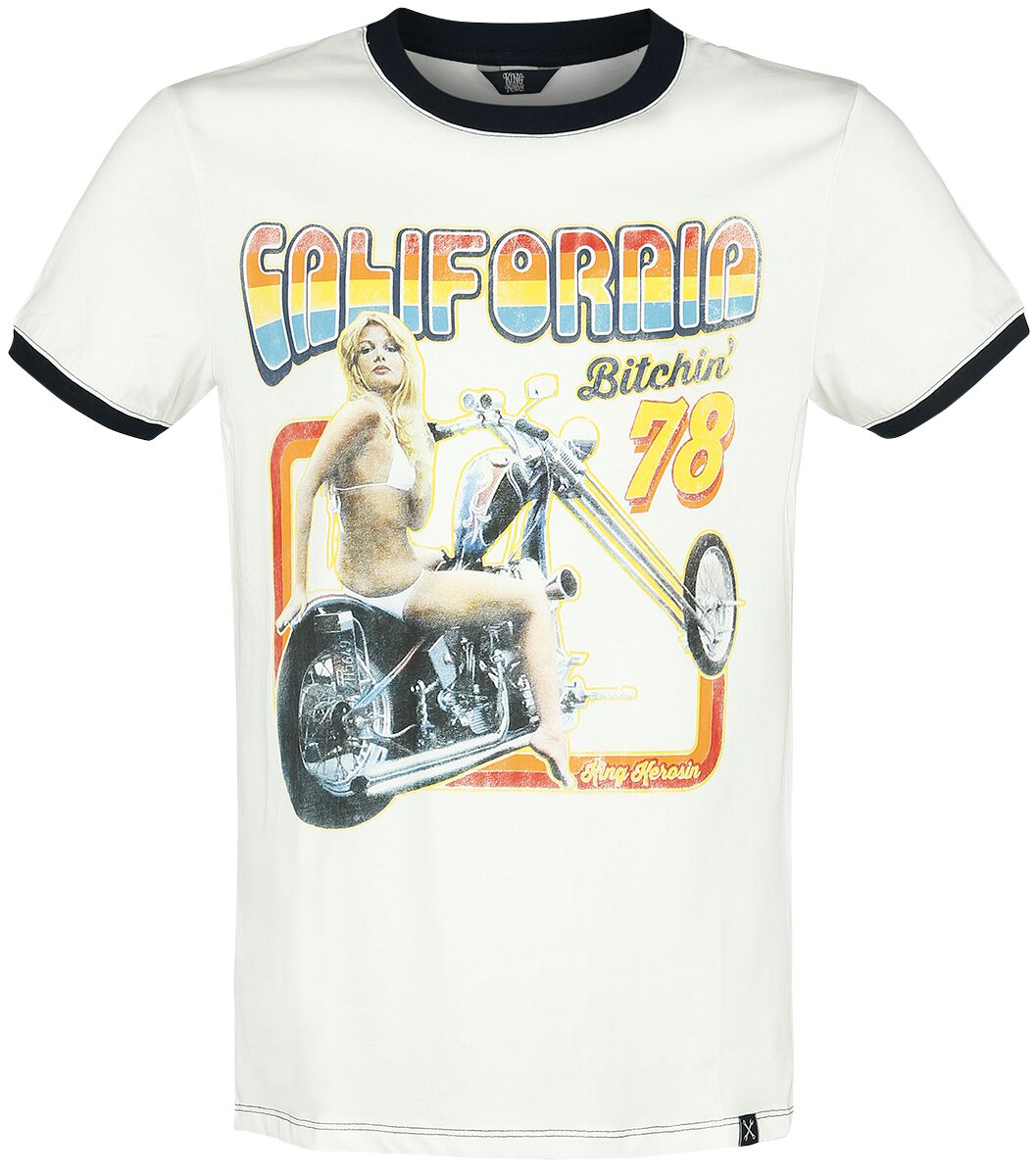 King Kerosin - Rockabilly T-Shirt - California - M bis 3XL - für Männer - Größe XXL - schwarz/weiß von King Kerosin