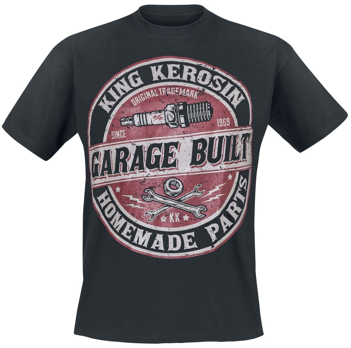 King Kerosin - Rockabilly T-Shirt - Garage Built - S bis 3XL - für Männer - Größe 3XL - schwarz von King Kerosin