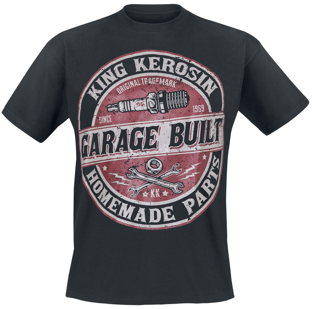 King Kerosin - Rockabilly T-Shirt - Garage Built - S bis 3XL - für Männer - Größe L - schwarz von King Kerosin