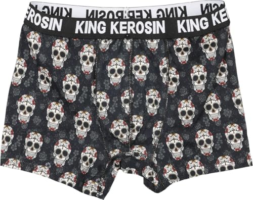 King Kerosin Sugar Skull Boxershorts Männer Unterhose schwarz XL von King Kerosin