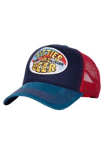 King Kerosin Herren Trucker Cap · Kappe · Mesh · Netz · Meshcap · Snapback · Hawaii · Motorcycle · Vintage · Frontpatch · Retro · Patch · Stickerei · Titties and Beer von King Kerosin