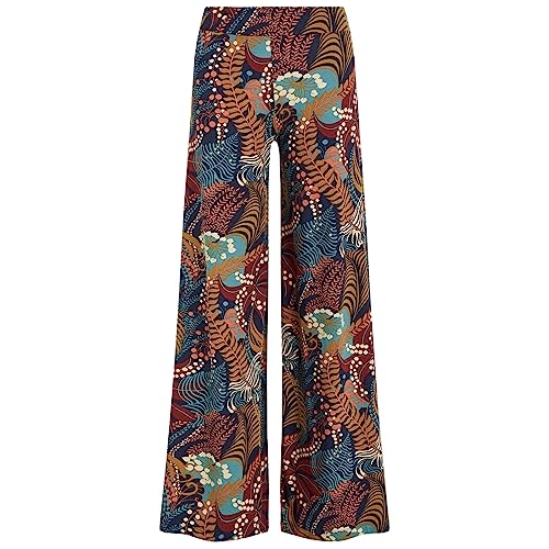 King Louie Damen Palazzo Hose Border Pants Nightingale (as3, Waist, l, Regular, Long, 413 Blue) von King Louie