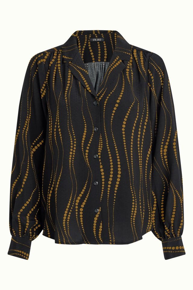 King Louie Langarmbluse - Bella Blouse Twirl – elegante Bluse mit Reverskragen King Louie Langarmbluse - Bella Blouse Twirl – elegante Bluse mit Reverskragen von King Louie