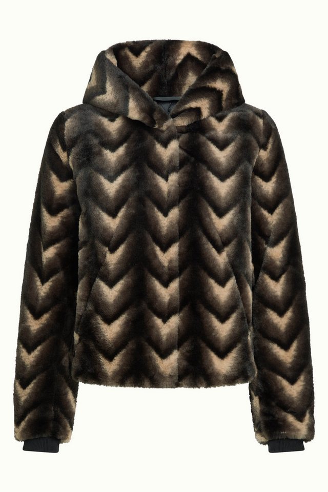 King Louie Wolljacke - Judy Coat Deco Fur – kurze Damen Winterjacke mit Kapuze von King Louie