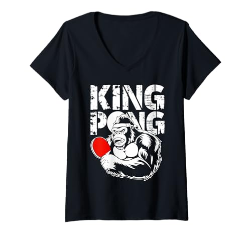 Damen Funny King Pong – Vintage Tischtennis-Spieler-Spiel T-Shirt mit V-Ausschnitt Damen Funny King Pong – Vintage Tischtennis-Spieler-Spiel T-Shirt mit V-Ausschnitt von King Pong Ping Pong Player Gift shirt