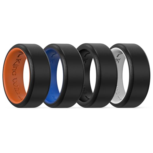 King Will 4 Pack Silikonringe für Männer, einzigartiges Inner Heartbeat Design, 8mm breit 2.2mm dick, atmungsaktive Gummi-Eheringe, Comfort Fit Ring, mehrere Farben, Größe 8 King Will 4 Pack Silikonringe für Männer, einzigartiges Inner Heartbeat Design, 8mm breit 2.2mm dick, atmungsaktive Gummi-Eheringe, Comfort Fit Ring, mehrere Farben, Größe 8 von King Will