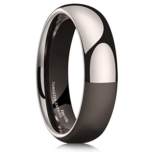 King Will 6mm Mens Tungsten Ringe Hochzeit Band hohe polnische Finish gewölbt schwarz Tungsten Hochzeit Band für Männer Frauen N 1/2 (11) von King Will