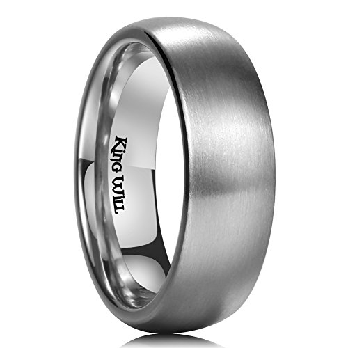 King Will 7MM Titanium Ring gebürstet/matt Comfort Fit Hochzeit Band für Männer Frauen 60.0 (18.9) von King Will