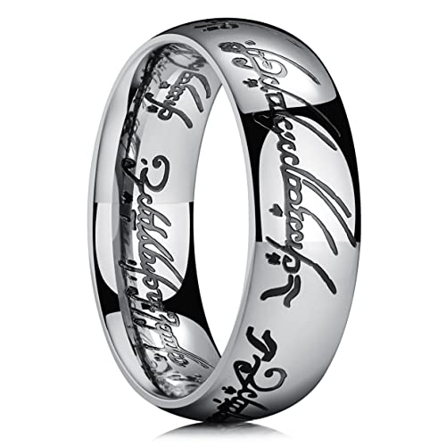 King Will 7mm Ein Ring für Männer Magic Power Ringe Silber Titan Ringe Schwarz beschichtetes Hochzeitsband für Männer Frauen Comfort Fit Hochglanzpoliert N (10) von King Will