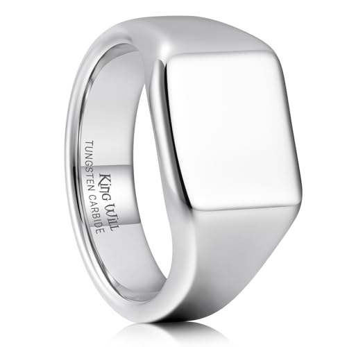 King Will Herren Gunmetal Wolfram Siegelringe Daumen Pinky Biker Band Ring für Männer Hochglanzpoliert Einfacher Hochzeits-Statement-Ring Komfort Passform 54.3 (17.3) von King Will