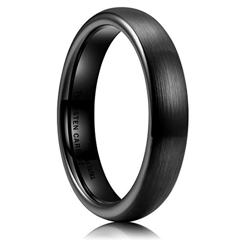 King Will Mens 4mm schwarz matt Finish Wolframkarbid Ring gewölbt Engagement Hochzeit Band Comfort Fit 11 von King Will