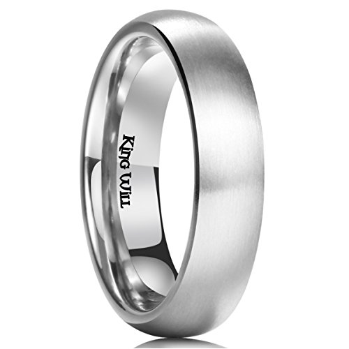 King Will Silberner gewölbter BASIC 5MM Titanring Ehering für Männer Frauen Paar Ring gebürstet/matt, Comfort Fit 12 von King Will