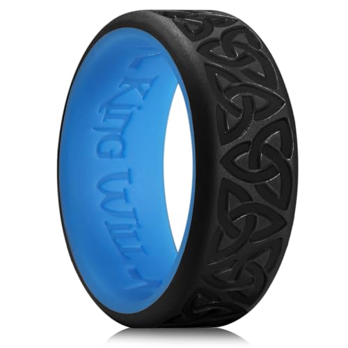 King Will Silikon-Eheringe für Männer, schwarze & blaue Gummi-Eheringe mit keltischem Knotenmuster, 8mm breit 2.2mm dick, Komfort-Passform Größe 8 King Will Silikon-Eheringe für Männer, schwarze & blaue Gummi-Eheringe mit keltischem Knotenmuster, 8mm breit 2.2mm dick, Komfort-Passform Größe 8 von King Will