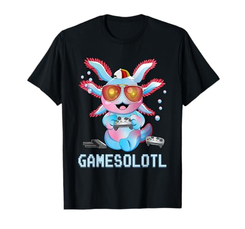 Axolotl Shirt Lustiges Gamer Jungen Gamesolotl Plüsch Haustier Kinder T-Shirt von King of Tees