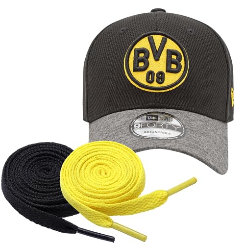 King of Trade BVB Cap 9Forty Schwarz/Grau + 2 Paar Fan-Schnürsenkel von King of Trade