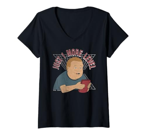 Damen King of the Hill Bobby Hill Gamer Just 1 More Level Cartoon T-Shirt mit V-Ausschnitt von King of the Hill