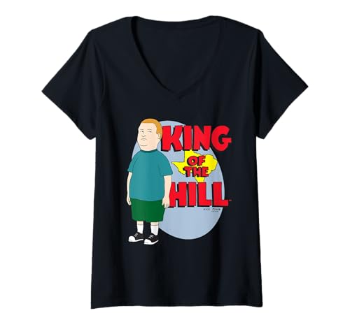 Damen King of the Hill Bobby Hill Show Logo Cartoon T-Shirt mit V-Ausschnitt von King of the Hill
