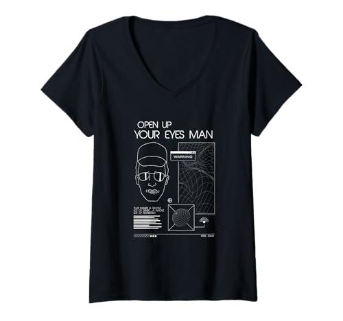 Damen King of the Hill Dale Open Up Your Eyes Man Conspiracies T-Shirt mit V-Ausschnitt von King of the Hill