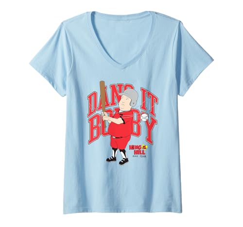 Damen King of the Hill Dang It Bobby Baseball Player Cartoon T-Shirt mit V-Ausschnitt von King of the Hill