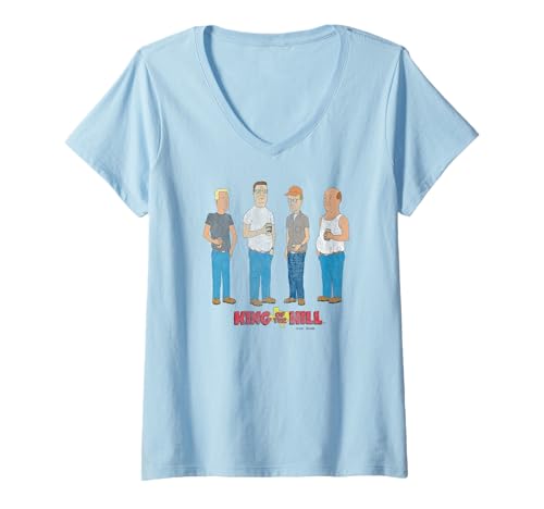 Damen King of the Hill Front and Back The Guys Funny Cartoon T-Shirt mit V-Ausschnitt von King of the Hill