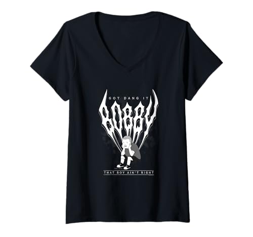 Damen King of the Hill Got Dang It Bobby Heavy Metal Cartoon T-Shirt mit V-Ausschnitt von King of the Hill
