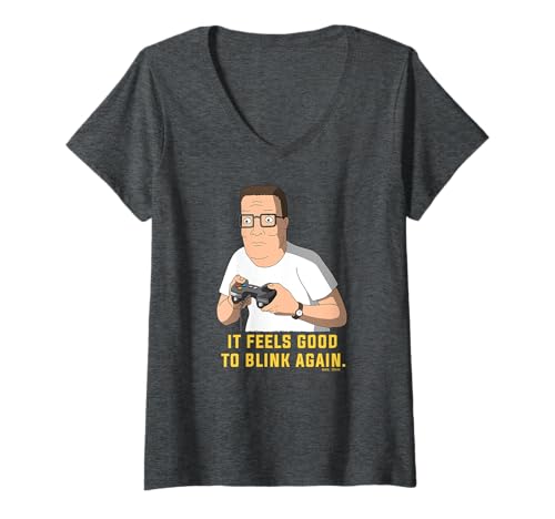 Damen King of the Hill Hank Hill Gamer Feels Good to Blink Cartoon T-Shirt mit V-Ausschnitt von King of the Hill