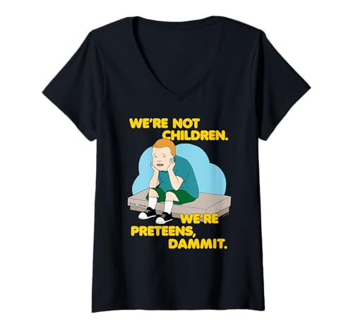 Damen King of the Hill We're Not Children We're Preteens Cartoon T-Shirt mit V-Ausschnitt Damen King of the Hill We're Not Children We're Preteens Cartoon T-Shirt mit V-Ausschnitt von King of the Hill