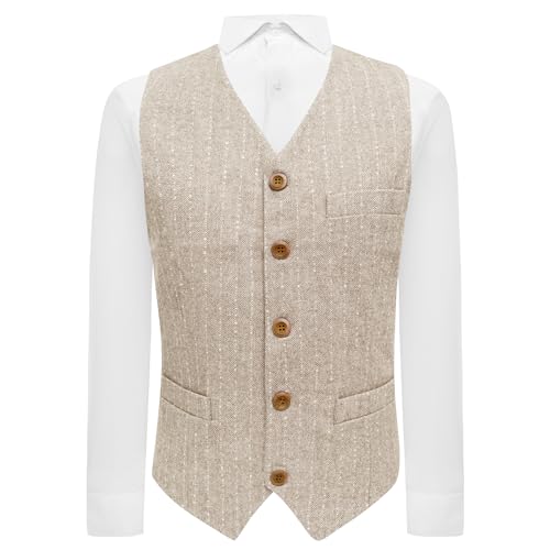 King & Priory Haferflocken Fischgrätenmuster mit Nadelstreifen, Beige, beige, XL King & Priory Haferflocken Fischgrätenmuster mit Nadelstreifen, Beige, beige, XL von King & Priory