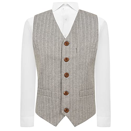 King & Priory Hellgraues Fischgrätenmuster mit Nadelstreifen, grau, L von King & Priory