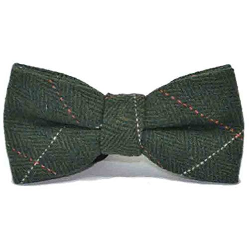 King & Priory Luxuriöse Waldgrüne Tweed-Fliege mit Fischgrätenmuster von King & Priory