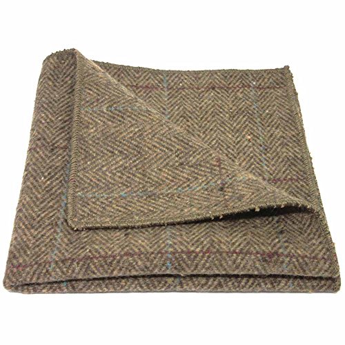 King & Priory Luxuriöses Braunes Tweed-Einstecktuch mit Fischgrätenmuster von King & Priory