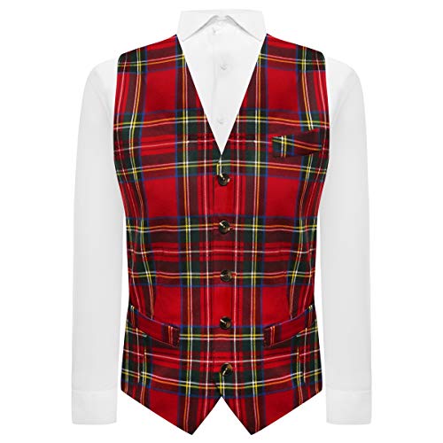 Traditionelle rote und gelbe Tartan-Weste, tailord-Passform, schottisch, Stewart, Burns Night, rot, XXL Traditionelle rote und gelbe Tartan-Weste, tailord-Passform, schottisch, Stewart, Burns Night, rot, XXL von King & Priory