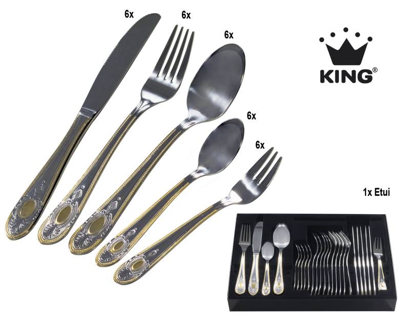 KING Besteck-Set ""VIERAILLA GOLD"" mit Dekor in Gold-Optik, inkl. Etui von King