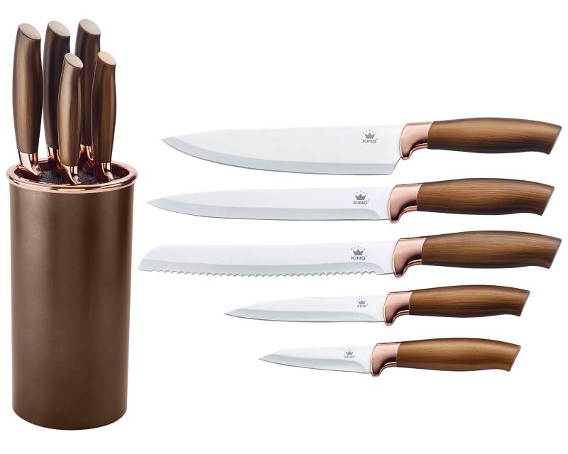 KING Messer-Set "Küchenmesserblockset "Galant"" 5 Küchenmesser, 1 Messerblock von King