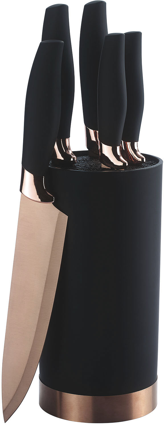 KING Messer-Set "QUISIN" 5 Küchenmesser, 1 Messerblock, mit Titan beschichtete Messerklingen von King