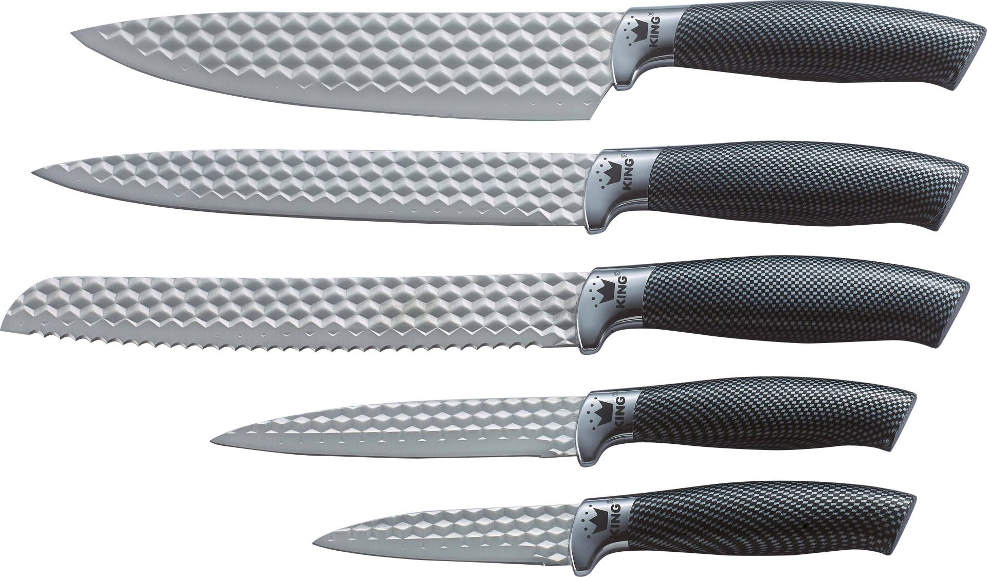 KING Messerblock "Carbon Diamond" 6 Stk. Klingen mit Rautenstruktur von King