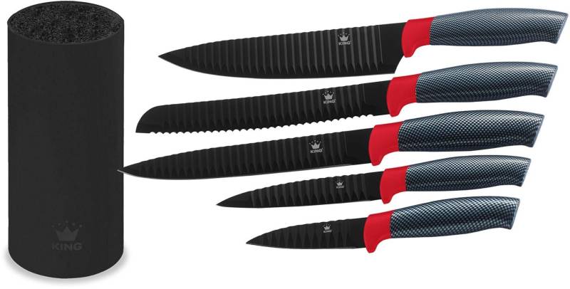 KING Messerblock "Carbon Optic" 6 Stk. Wellenschliff von King