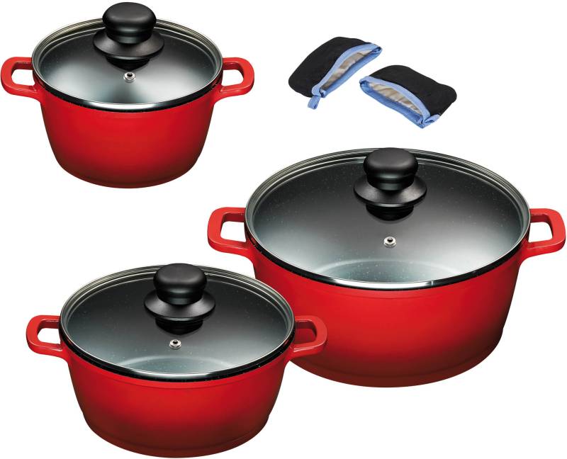 KING Topf-Set Set, je 1x Kochtopf mit Deckel Ø 16/20/24 cm, 6 Stk. tlg. Aluminiumguss von King