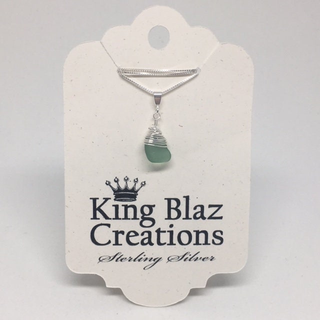 Echtes Seeglas - Sea Foam Green, Sterling Silber Halskette, Draht Gewickelt von KingBlazCreations