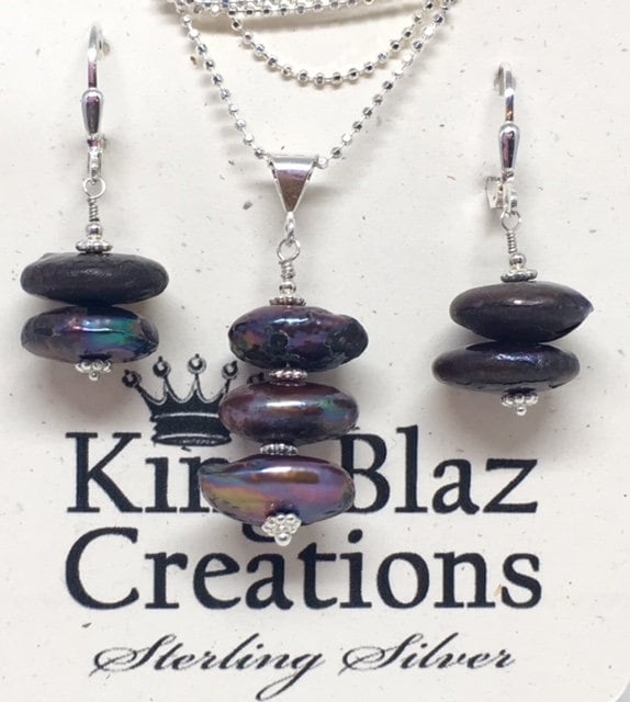 Wunderschöne Gestapelte Perlenkette & Ohrringe Sterling Silber Mit Echten Natürlichen Münzperlen von KingBlazCreations