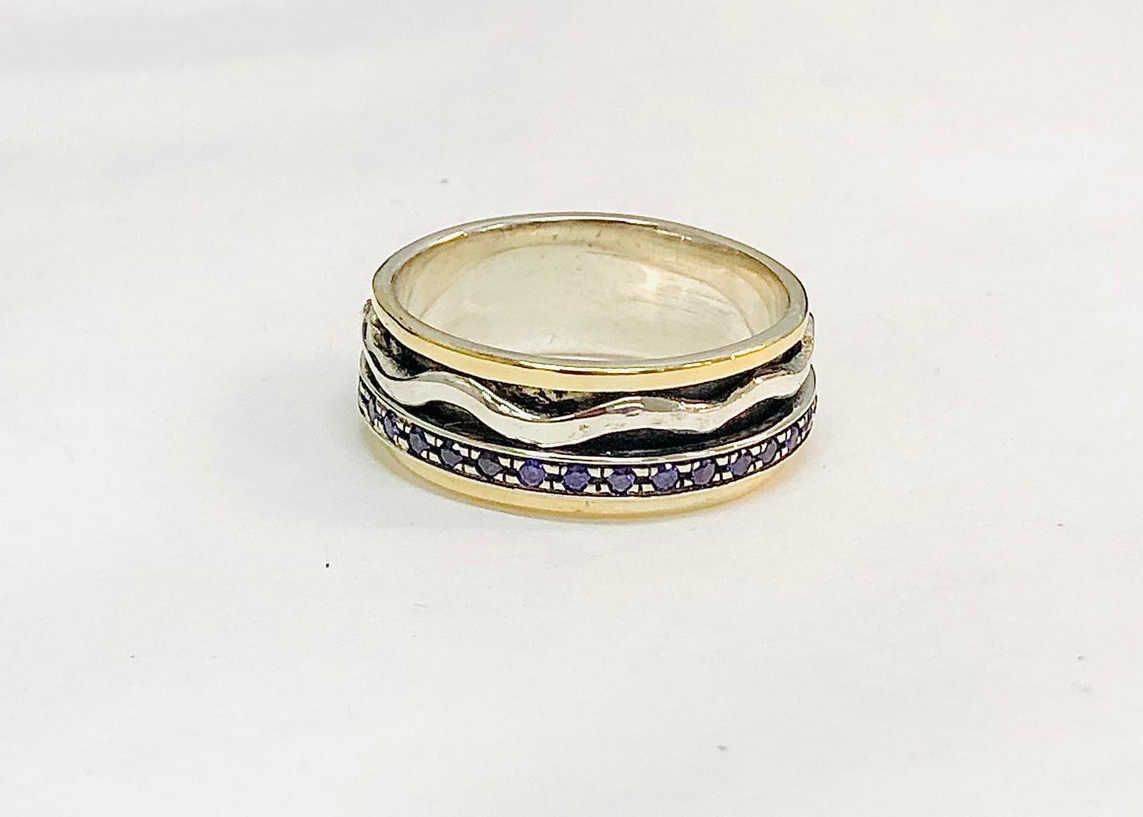 Saphir Spinner Ring, 9K Gelbgold Gold Statement Chunky Boho Weißer Zirkon Ring Saphir Spinner Ring, 9K Gelbgold Gold Statement Chunky Boho Weißer Zirkon Ring von KingDavidJewelryIL