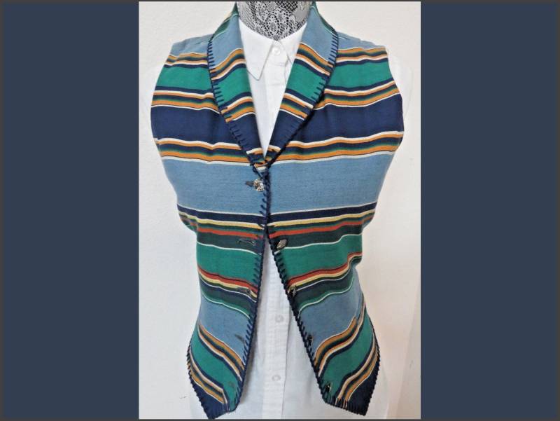 Sz 4 Boho Striped Vintage Womens 100% Cotton #169 Suit Vest Waistcoat von KingJamesVintage