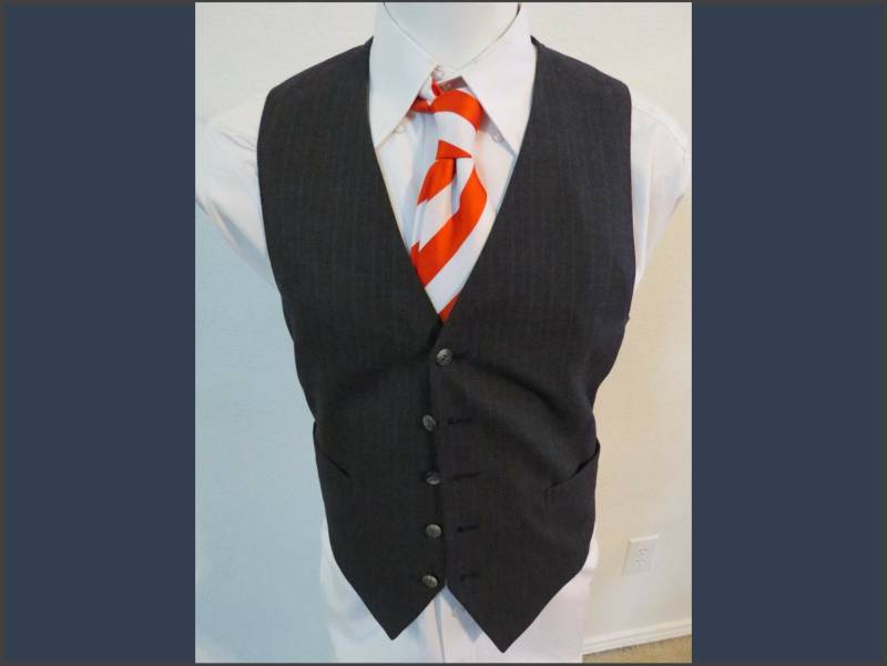 Sz L Gray/Blue/Red/White Pinstriped Wool Vtg #65M Mens Indie Suit Vest Waistcoat von KingJamesVintage