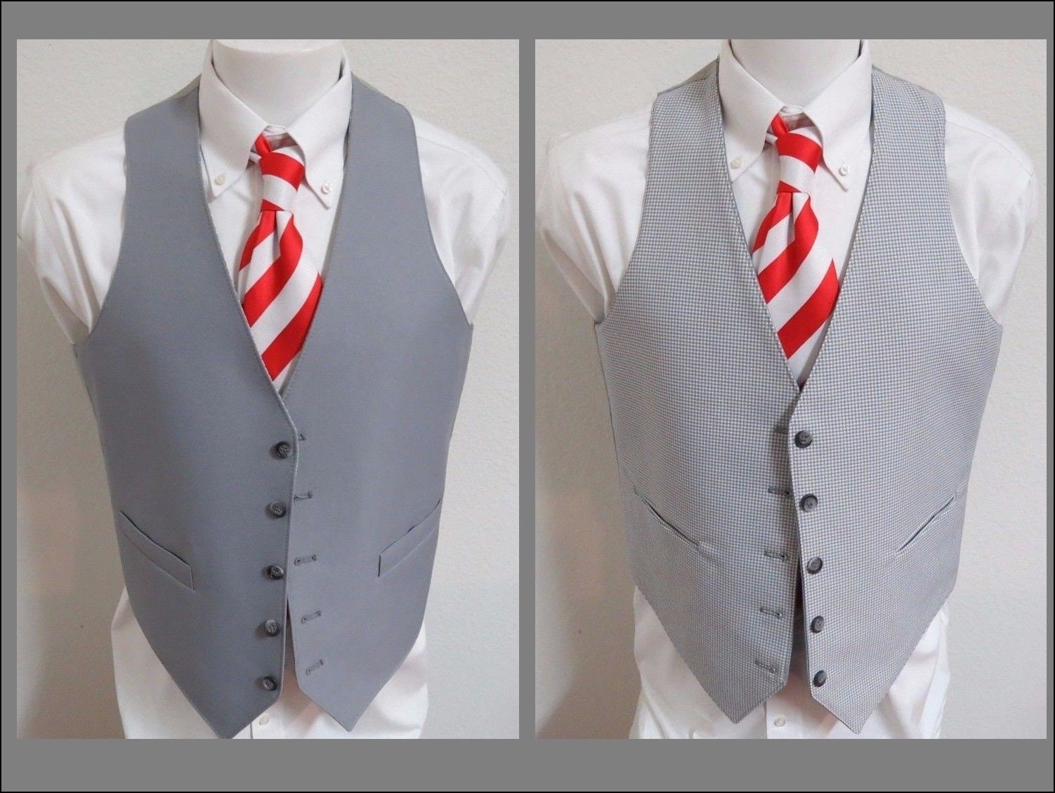 Sz L Gray/Blue Plaid Reversible To Solid Vintage Mens Polyester #65E Suit Vest von KingJamesVintage