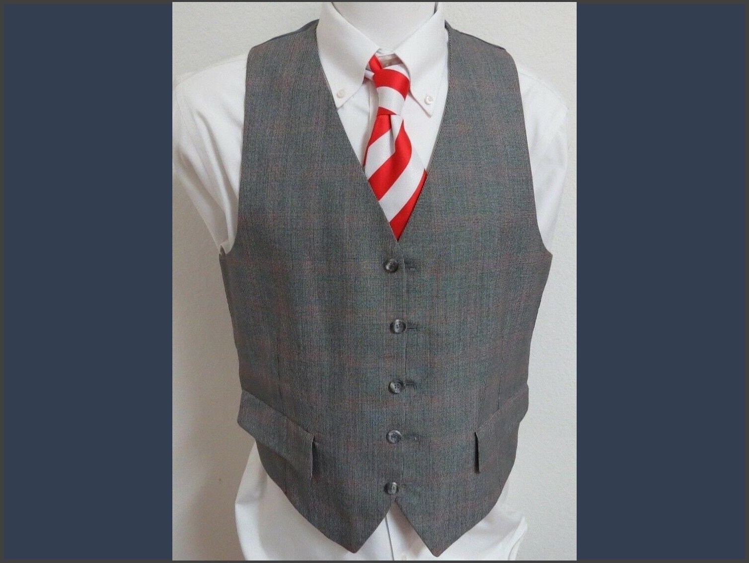 Sz L Gray/Red Plaid Vintage Mens Polyester #b31 Suit Vest von KingJamesVintage