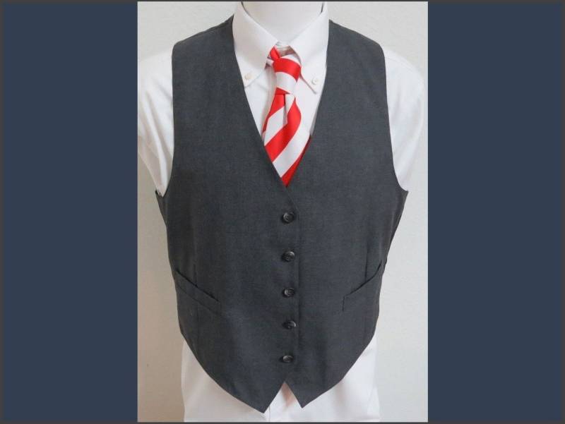 Sz L Gray Solid Vintage Mens Polyester #82R Suit Vest von KingJamesVintage