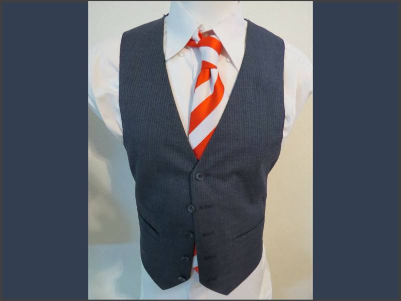 Sz L Holzkohle Gray Pinstriped Vtg Polyester #744 Mens Indie Suit Vest Waistcoat von KingJamesVintage