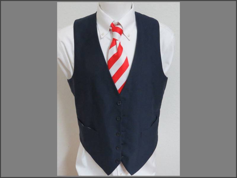 Sz-L-Marine-Blau Solide Vintage Herren Polyester #a86 Anzug Weste von KingJamesVintage